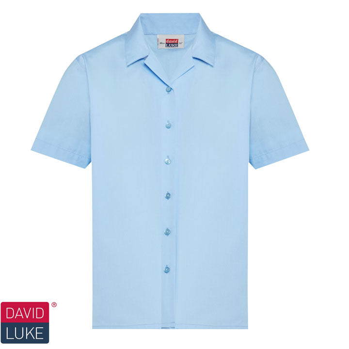 CPS Girls Blue Short Sleeve Revere Collar Blouse (2 per pack)