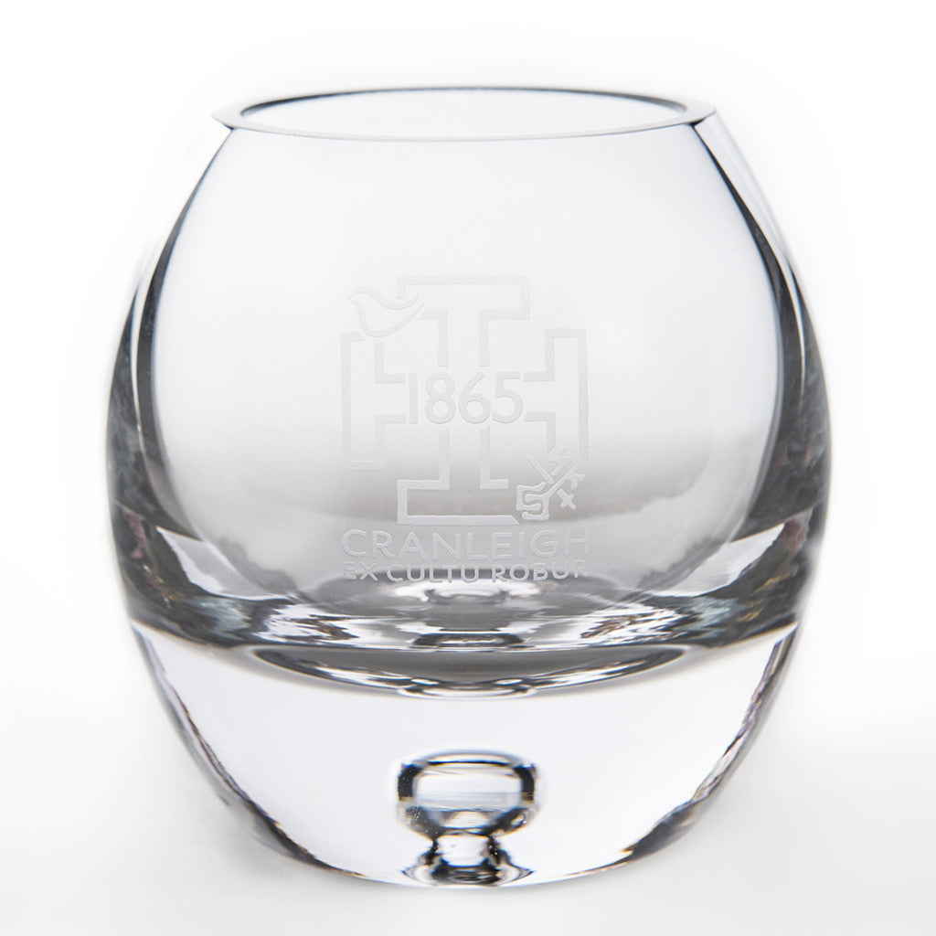 '1865' Handmade Engraved Glass Bubble Base Candleholder or Bud Vase